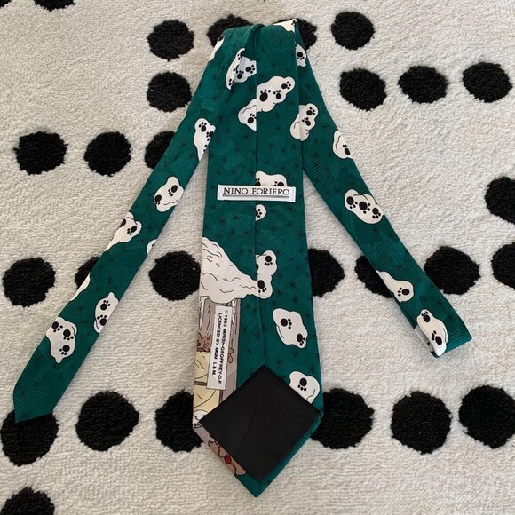 Vintage 1993 Pink Panther Christmas Tie Green Silk Inspector Clouseau Retro - Picture 4 of 8